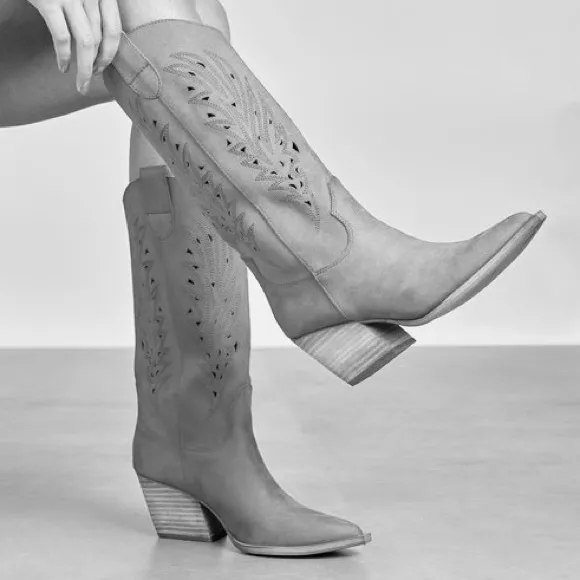 MIIM Festival Olivia Pink Faux Suede Leather Women's Western Heeled Cowboy Boots