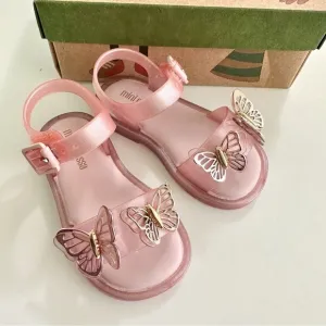 Mini Melissa Girls Pink Butterfly Sandals