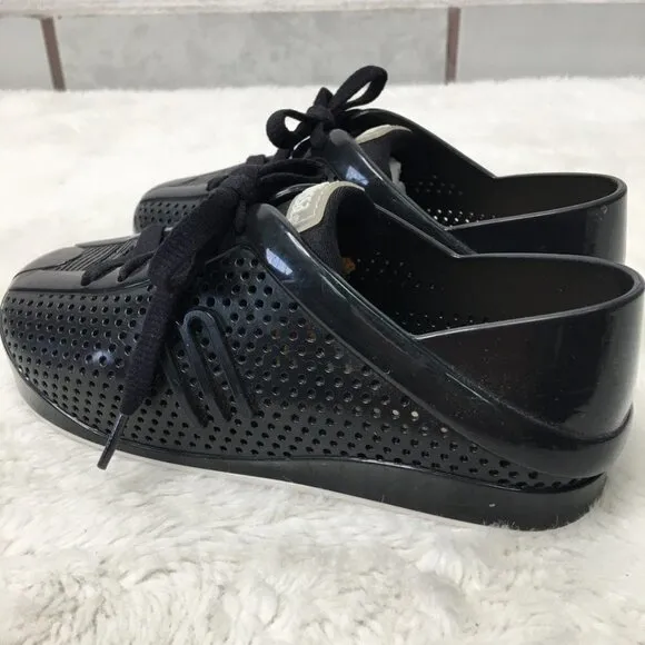 Mini Melissa Kids Unisex Black Perforated Sneakers Size 12 US