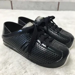 Mini Melissa Kids Unisex Black Perforated Sneakers Size 12 US