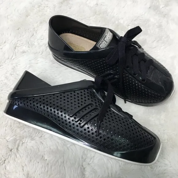 Mini Melissa Kids Unisex Black Perforated Sneakers Size 12 US