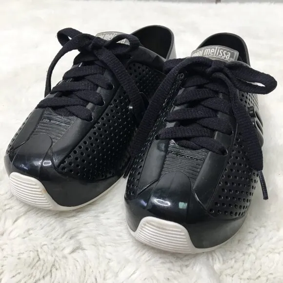 Mini Melissa Kids Unisex Black Perforated Sneakers Size 12 US