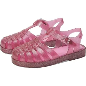 Mini Melissa Possession Shiny Sandals Kids US 2 Glitter Pink Cutout Ankle KHD158