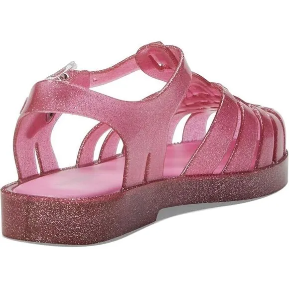 Mini Melissa Possession Shiny Sandals Kids US 2 Glitter Pink Cutout Ankle KHD158