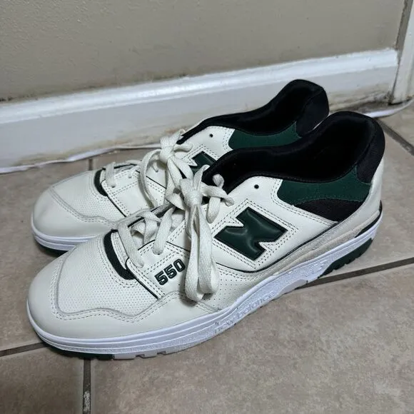 MINT New Balance 550 Men's 13 White Salt Pine Green Leather Sneakers BB550VTC