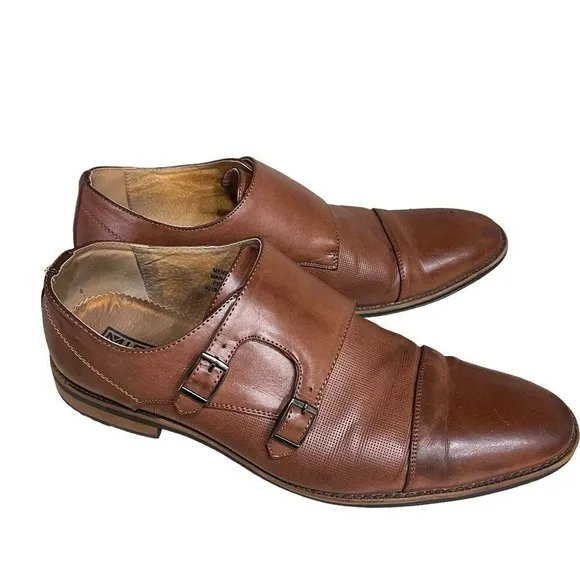 Miralto Double Monk Strap Dress Shoes - Mens Leather Cognac Size 12 Dress Shoes