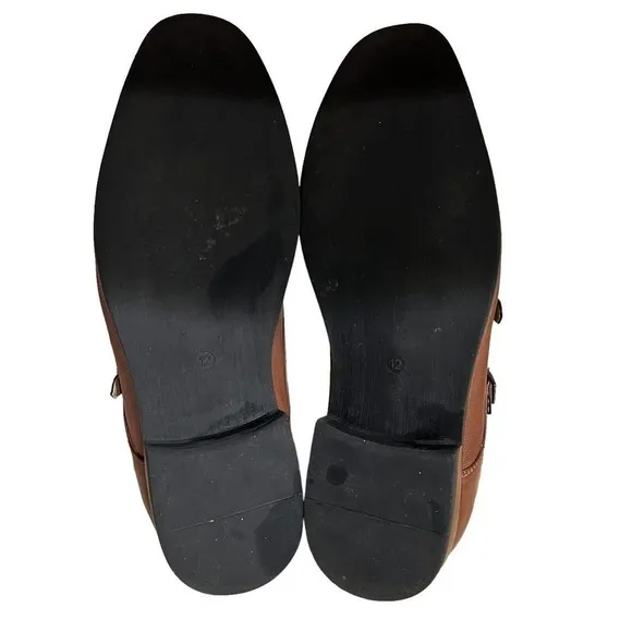 Miralto Double Monk Strap Dress Shoes - Mens Leather Cognac Size 12 Dress Shoes