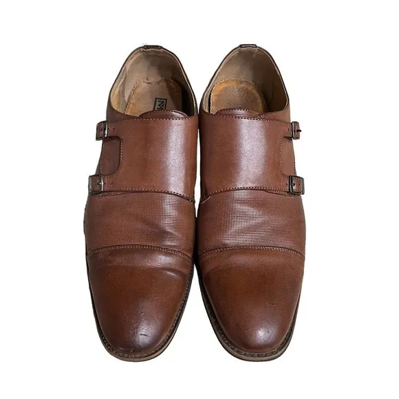 Miralto Double Monk Strap Dress Shoes - Mens Leather Cognac Size 12 Dress Shoes