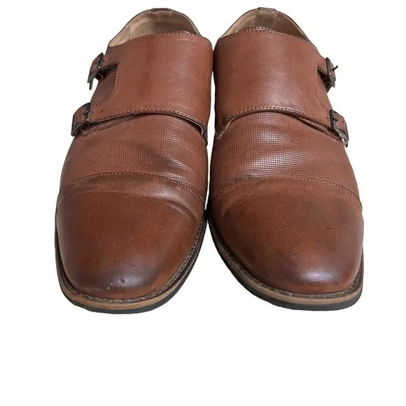 Miralto Double Monk Strap Dress Shoes - Mens Leather Cognac Size 12 Dress Shoes