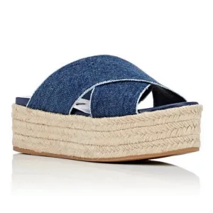 MIU  Miu Denim Espadrille Platform Sandals 41