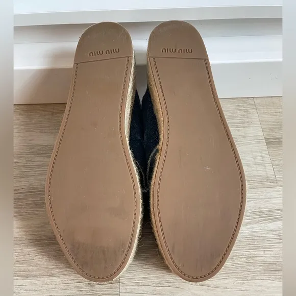 MIU  Miu Denim Espadrille Platform Sandals 41