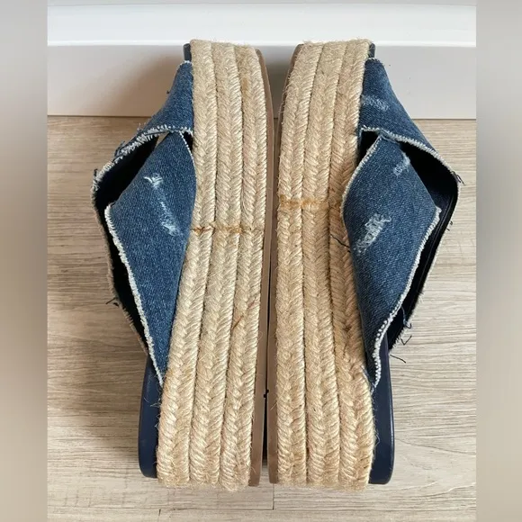 MIU  Miu Denim Espadrille Platform Sandals 41