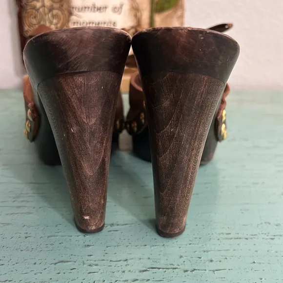Miu Miu Lace Up Studded Clog Heels SZ 36 EUR