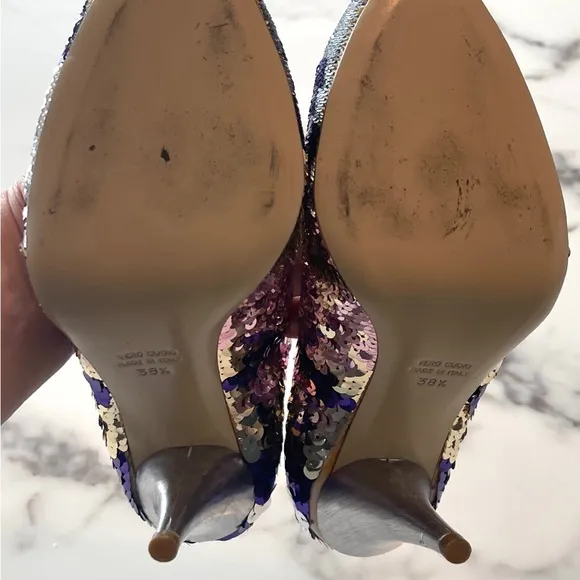 Miu Miu Sequin Peep-Toe Stiletto Heels