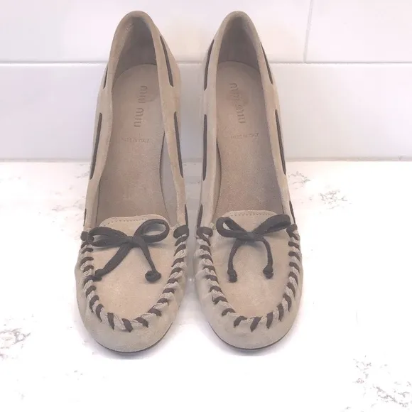 Miu Miu Suede Mocasin Heels