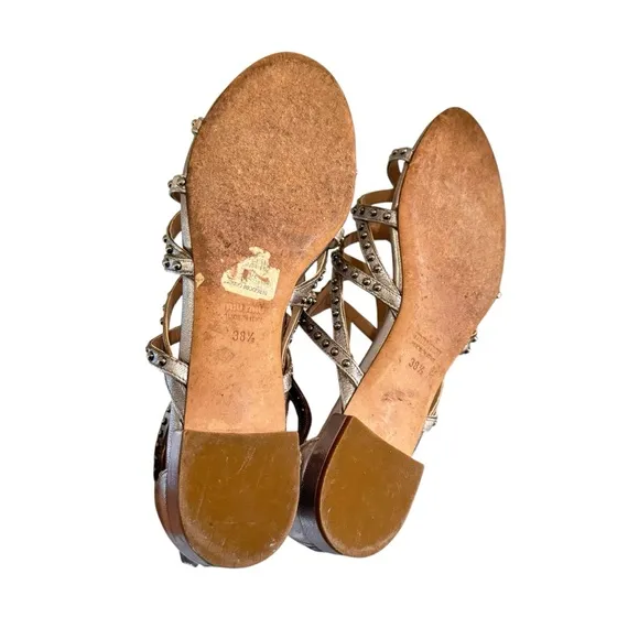 Miu Miu Women's Silver Gladiator Sandals Size 38.5