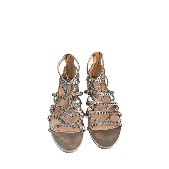 Miu Miu Women's Silver Gladiator Sandals Size 38.5
