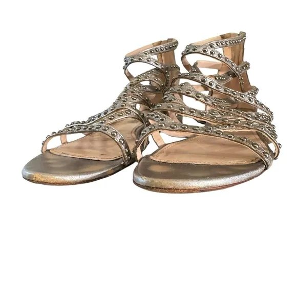 Miu Miu Women's Silver Gladiator Sandals Size 38.5