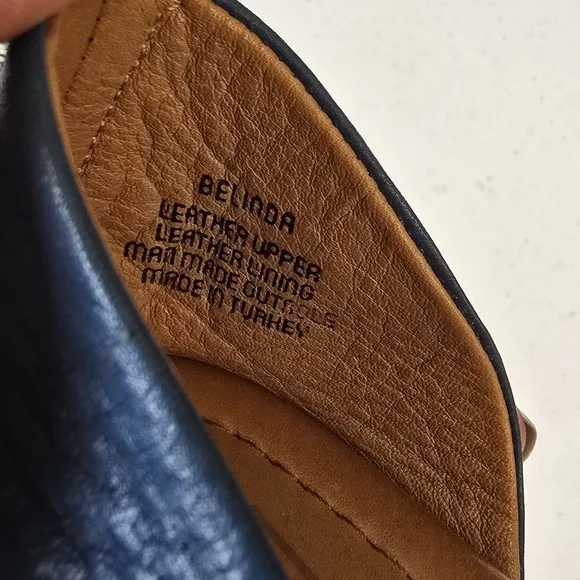 Miz Mooz Belinda Womens Blue Leather Slip On Ballet Flats Shoes 7.5-8