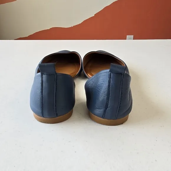 Miz Mooz Belinda Womens Blue Leather Slip On Ballet Flats Shoes 7.5-8