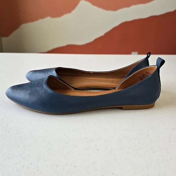 Miz Mooz Belinda Womens Blue Leather Slip On Ballet Flats Shoes 7.5-8