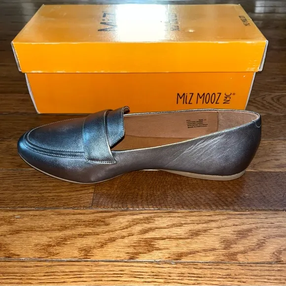 Miz Mooz Made in Portugal Leather Ken Loafers Pewter Women’s EU Size 41 NEW
