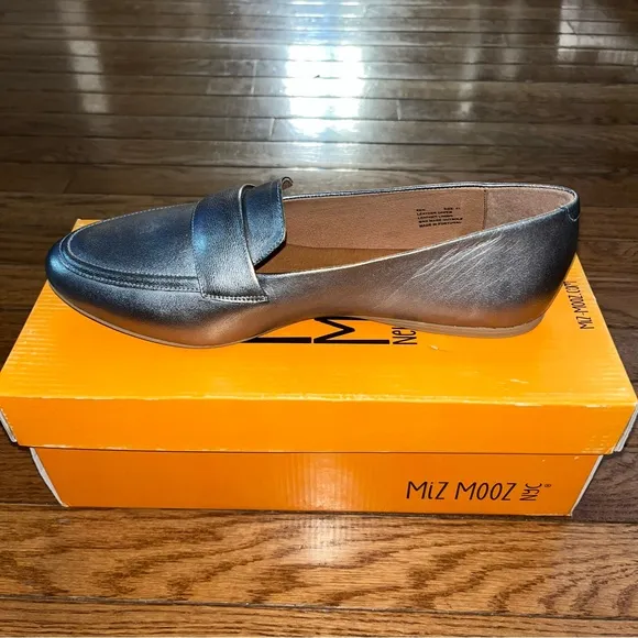 Miz Mooz Made in Portugal Leather Ken Loafers Pewter Women’s EU Size 41 NEW