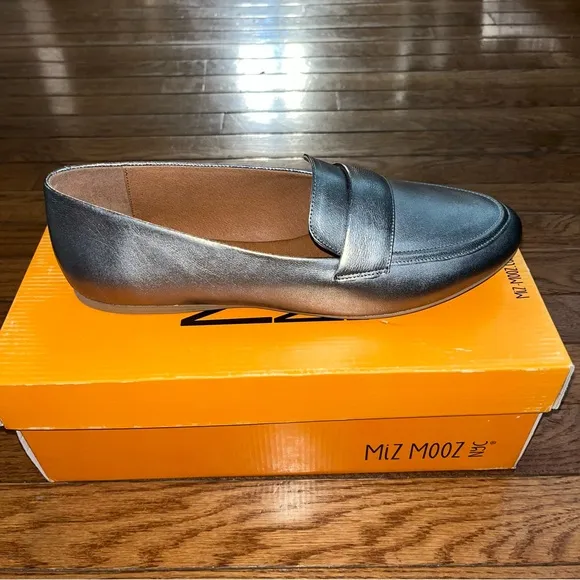 Miz Mooz Made in Portugal Leather Ken Loafers Pewter Women’s EU Size 41 NEW