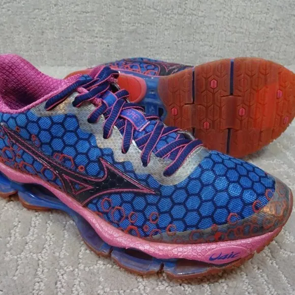 MIZUNO Wave Prophecy 3 Womens Size 6.5 Blue Pink Running Athletic Sneaker Shoes