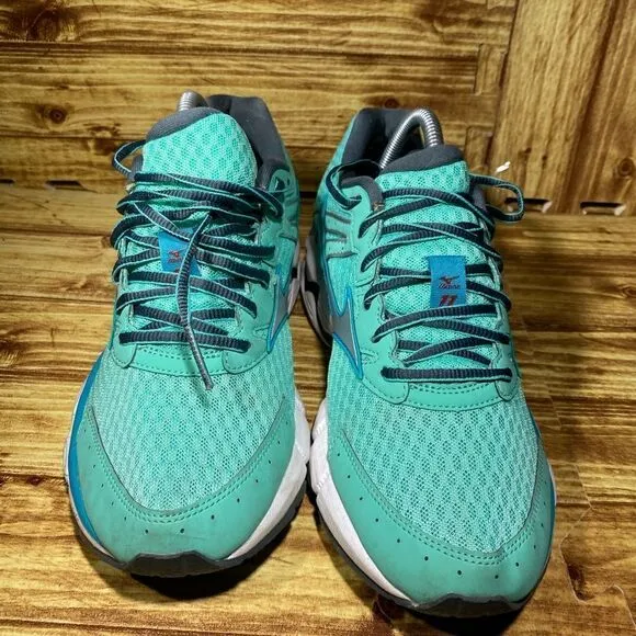MIZUNO Women's Wave Inspire 11 Jade Green Sneaker Shoes Running Size 9.5 W WIDE