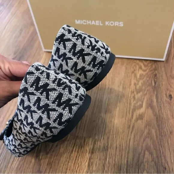 MK Michael Kors Black logo print flats loafers slip on shoes women’s 7