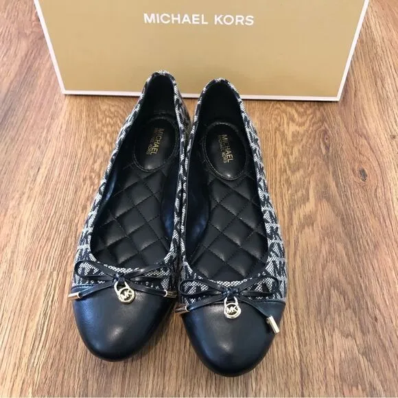 MK Michael Kors Black logo print flats loafers slip on shoes women’s 7