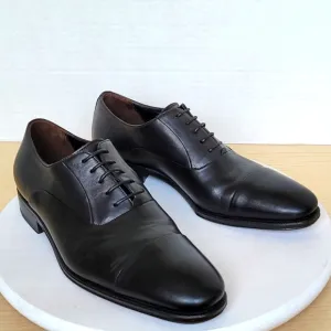 Monte Rosso Lazio Made In Italy Black Leather Cap Toe Oxford Dress Shoes Sz 8.5M