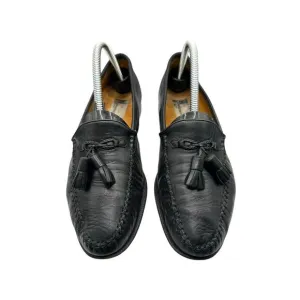 Moreschi Tassel Loafers Slip-On Dress Shoes Black Leather Made In Italy Mens 7.5