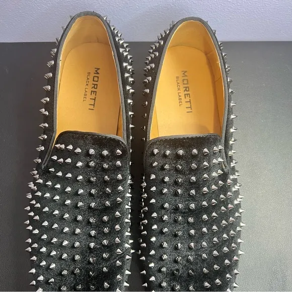 Moretti Black Black Label Sylvester Spiked Dress Shoes Size 11