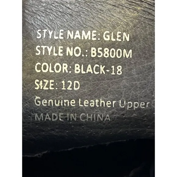 Moretti Black Label Glen Men's Black Leather Oxfords Size 12D SKU 6102
