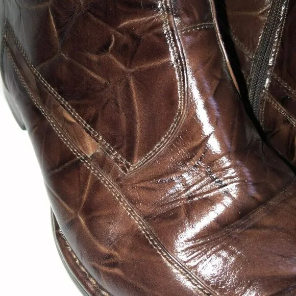 Moretti Mens Size 12 Brown Leather Laceless Ankle Zip Boots Dress Shoes H211