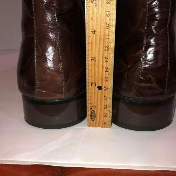 Moretti Mens Size 12 Brown Leather Laceless Ankle Zip Boots Dress Shoes H211