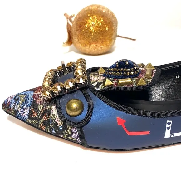 Mules flats Paolo Conte embellished Brocade  style mules shoes