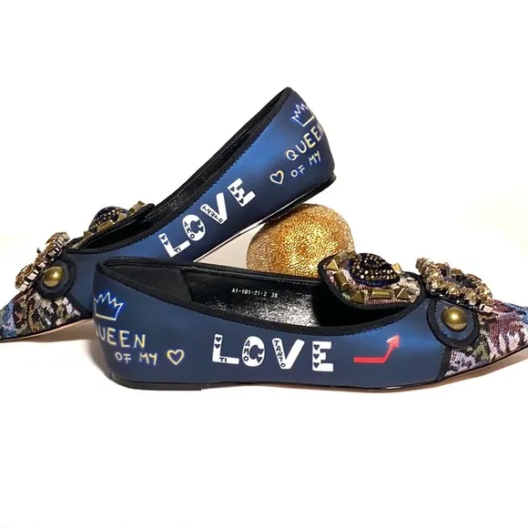 Mules flats Paolo Conte embellished Brocade  style mules shoes