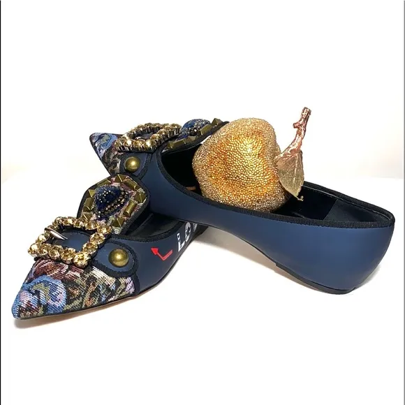 Mules flats Paolo Conte embellished Brocade  style mules shoes