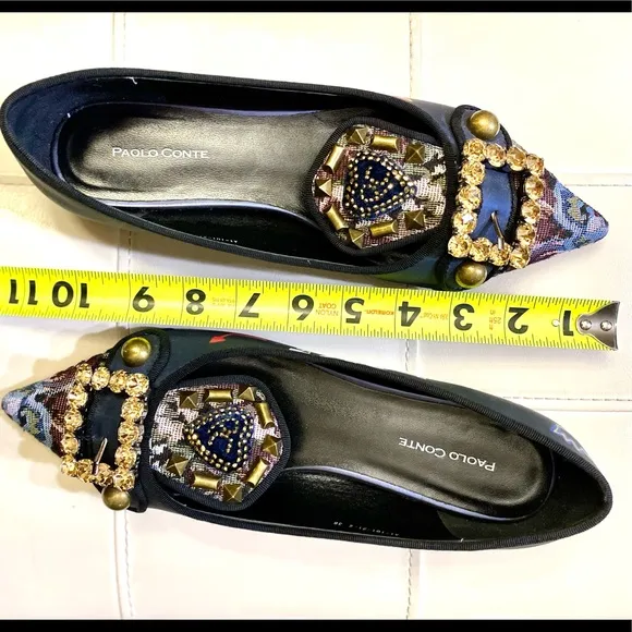 Mules flats Paolo Conte embellished Brocade  style mules shoes