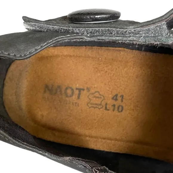 NAOT Leather Mary Jane Shoes Heel Gray 10