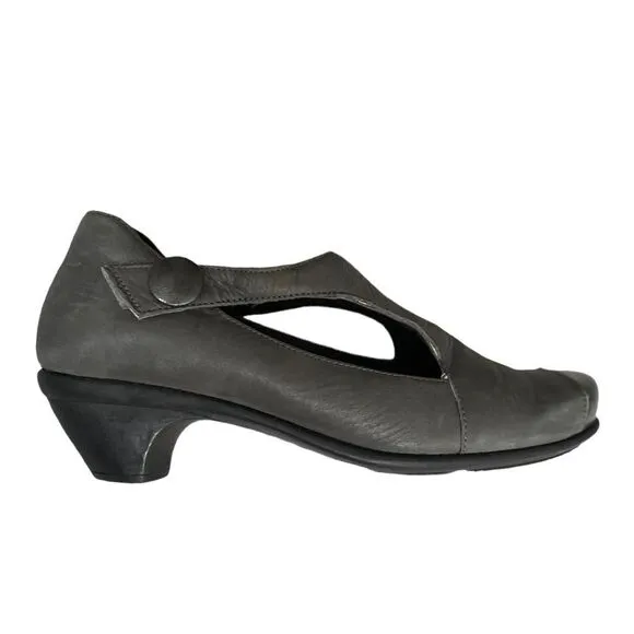 NAOT Leather Mary Jane Shoes Heel Gray 10