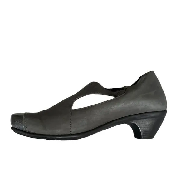 NAOT Leather Mary Jane Shoes Heel Gray 10
