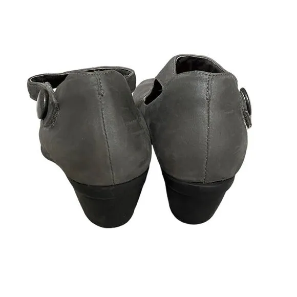 NAOT Leather Mary Jane Shoes Heel Gray 10