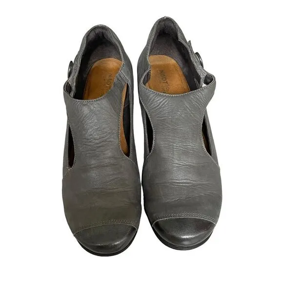 NAOT Leather Mary Jane Shoes Heel Gray 10