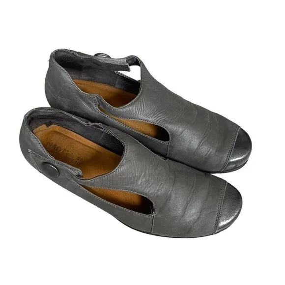 NAOT Leather Mary Jane Shoes Heel Gray 10