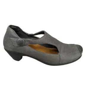 NAOT Leather Mary Jane Shoes Heel Gray 10