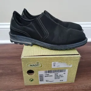 NAOT Mens Shoes sz 9-9.5 42 Black Nubuck Loafers Slip-ons Manyara Coal Oily